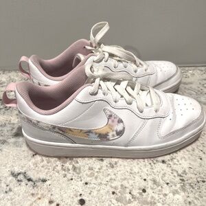 Girls Pink and White Nikes